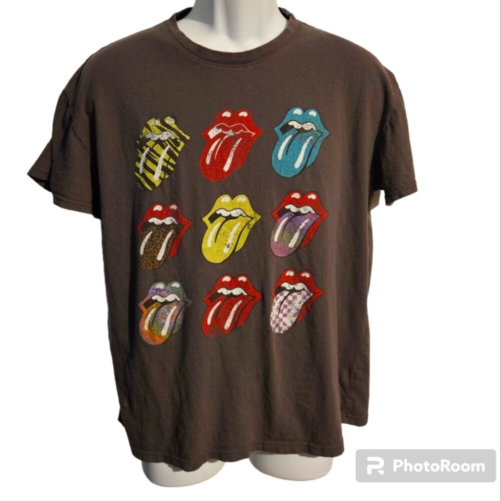 Rolling Stones graphic t-shirt classic tongue and lip logo Gray sz. XL